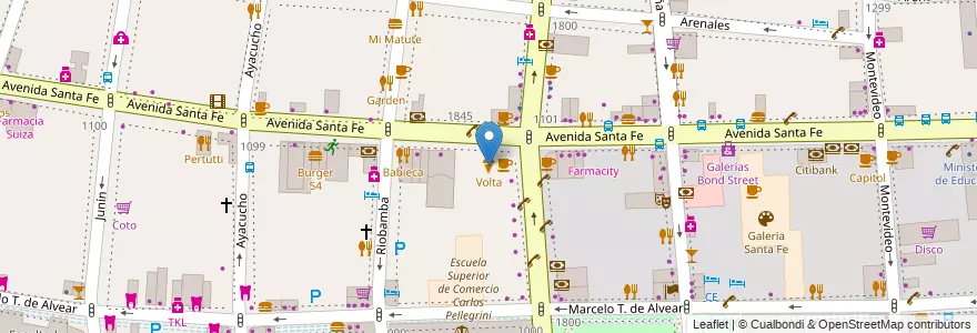 Mapa de ubicacion de Volta, Recoleta en 阿根廷, Ciudad Autónoma De Buenos Aires, Comuna 2, 布宜诺斯艾利斯.