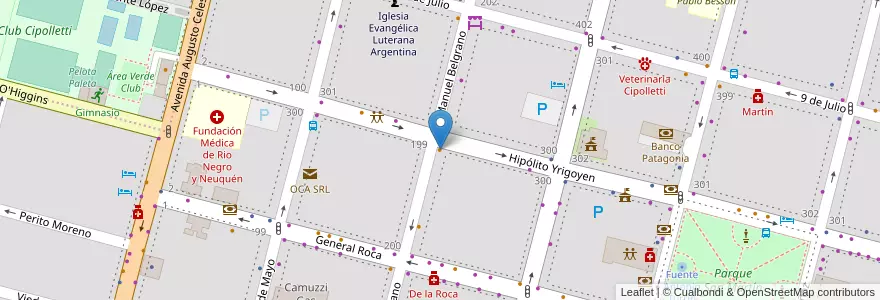 Mapa de ubicacion de Volvé Romeo en Arjantin, Şili, Río Negro, Cipolletti, Departamento General Roca.