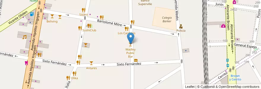 Mapa de ubicacion de Wadley Public Bar en Arjantin, Buenos Aires, Partido De Lomas De Zamora, Lomas De Zamora.