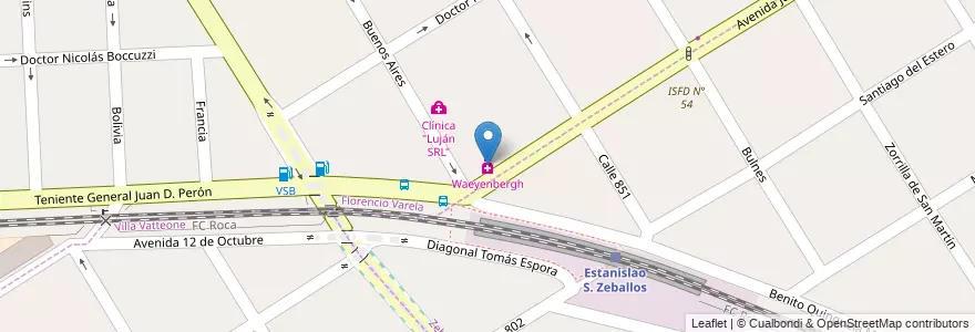 Mapa de ubicacion de Waeyenbergh en Arjantin, Buenos Aires, Partido De Florencio Varela, Zeballos.