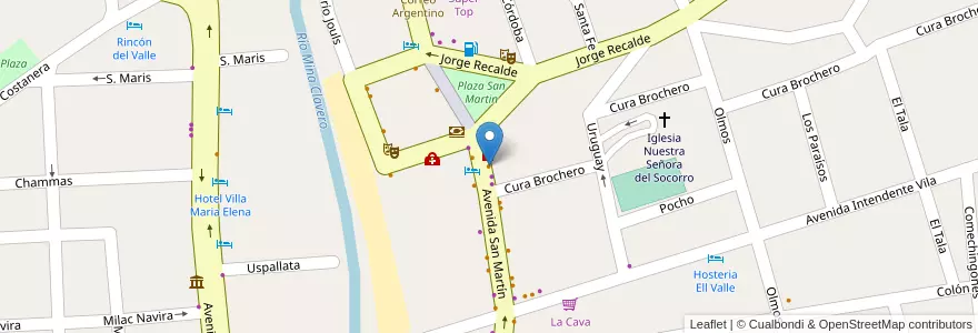 Mapa de ubicacion de Waffleros en Argentinien, Provinz Córdoba, Departamento San Alberto, Pedanía Tránsito, Mina Clavero, Municipio De Mina Clavero.