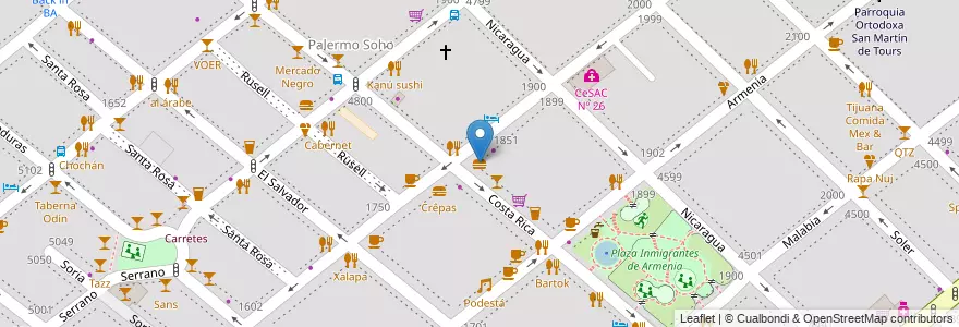 Mapa de ubicacion de Waffle's House, Palermo en アルゼンチン, Ciudad Autónoma De Buenos Aires, ブエノスアイレス.