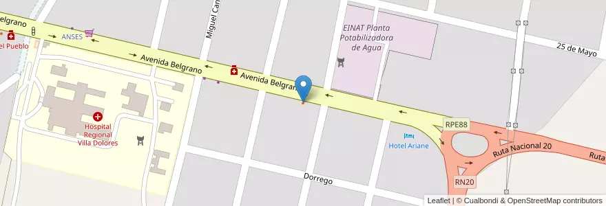 Mapa de ubicacion de Walfer en アルゼンチン, コルドバ州, Departamento San Javier, Pedanía Dolores, Municipio De Villa Dolores, Villa Dolores.