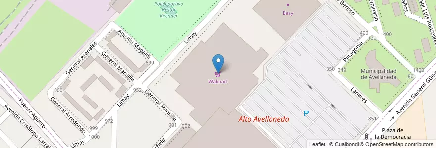 Mapa de ubicacion de Walmart en Arjantin, Buenos Aires, Partido De Avellaneda, Avellaneda.