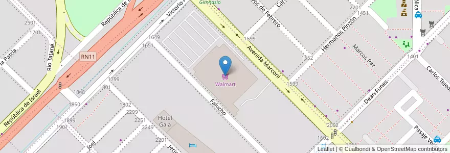 Mapa de ubicacion de Walmart en Аргентина, Чако, Departamento San Fernando, Ресистенсия, Resistencia.