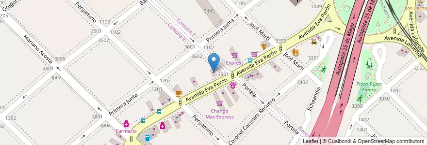 Mapa de ubicacion de Wan Der Laan, Parque Avellaneda en 아르헨티나, Ciudad Autónoma De Buenos Aires, Comuna 7, 부에노스아이레스.