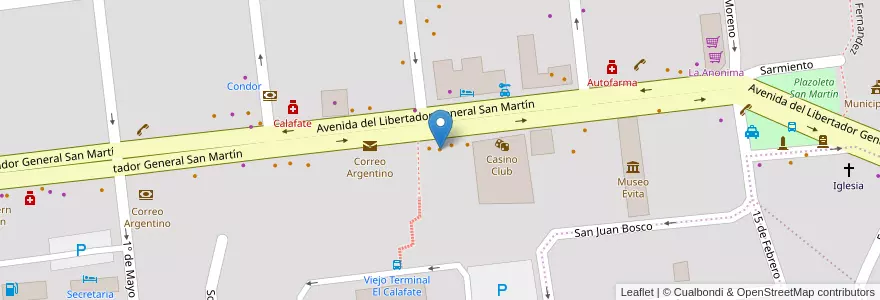 Mapa de ubicacion de Wanaco en アルゼンチン, マガジャネス・イ・デ・ラ・アンタルティカ・チレーナ州, チリ, サンタクルス州, El Calafate, Lago Argentino.