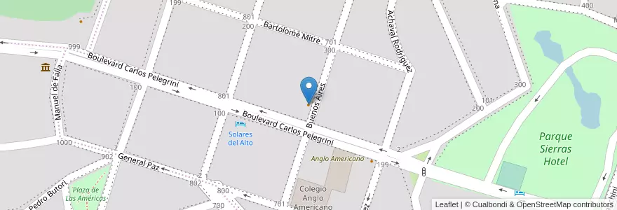 Mapa de ubicacion de Waxy O'Connors en アルゼンチン, コルドバ州, Departamento Santa María, Pedanía Alta Gracia, Municipio De Alta Gracia, Alta Gracia.