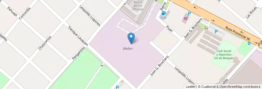 Mapa de ubicacion de Weber en Arjantin, Buenos Aires, Partido De Florencio Varela, Bosques.