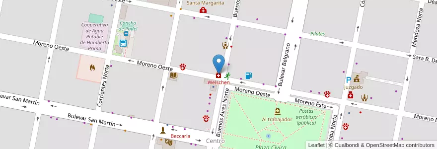 Mapa de ubicacion de Welschen en Argentinië, Santa Fe, Departamento Castellanos, Municipio De Humberto Primo, Humberto Primo.