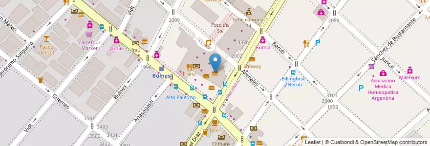 Mapa de ubicacion de Wendy's, Palermo en Argentinien, Ciudad Autónoma De Buenos Aires, Comuna 2, Buenos Aires.