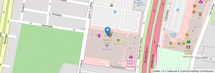 Mapa de ubicacion de Western Union en 阿根廷, 智利, Mendoza, Departamento Guaymallén.