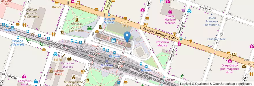 Mapa de ubicacion de Western Union en Arjantin, Buenos Aires, Partido De Moreno, Moreno.