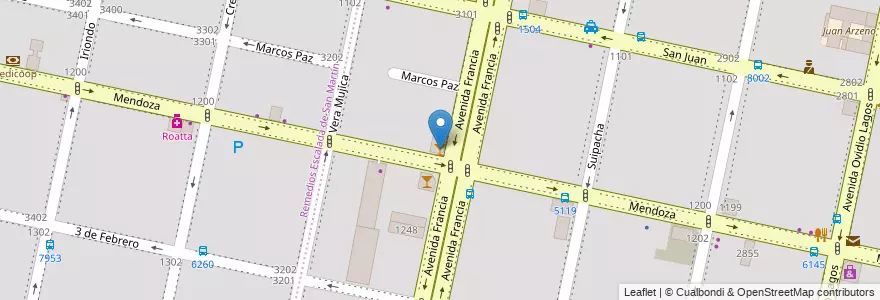 Mapa de ubicacion de Wilfredo en Argentinië, Santa Fe, Departamento Rosario, Municipio De Rosario, Rosario.