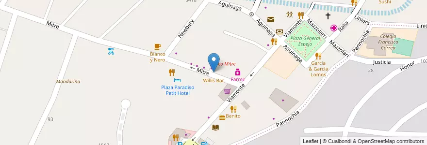 Mapa de ubicacion de Willis Bar en آرژانتین, شیلی, Mendoza, Departamento Luján De Cuyo, Luján De Cuyo, Distrito Vistabla.
