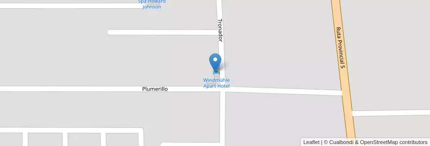 Mapa de ubicacion de Windmühle Apart Hotel en 阿根廷, Córdoba, Departamento Calamuchita, Pedanía Los Reartes, Municipio De Villa General Belgrano, Villa General Belgrano.