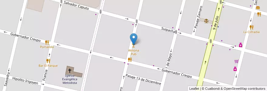 Mapa de ubicacion de Winona Pub en アルゼンチン, サンタフェ州, Departamento La Capital, Santa Fe Capital, Santa Fe.