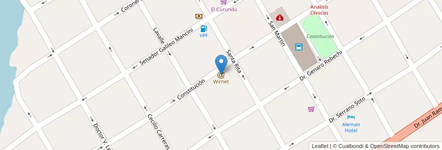 Mapa de ubicacion de Wirnet en Arjantin, Corrientes, Departamento Esquina, Municipio De Esquina.