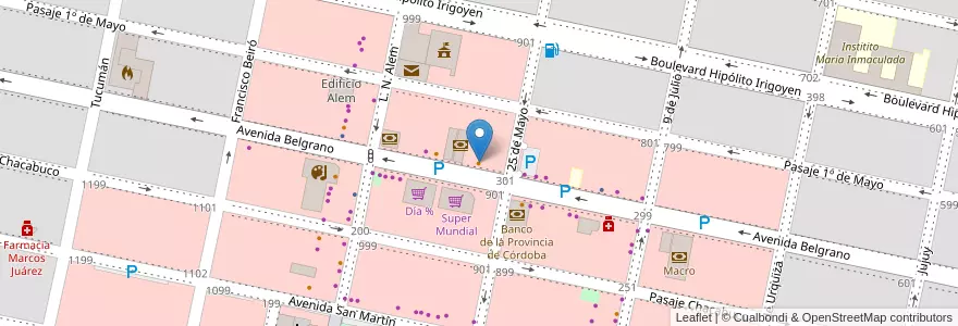 Mapa de ubicacion de Wok Pub en Argentinië, Córdoba, Departamento Marcos Juárez, Pedanía Espinillos, Municipio De Marcos Juárez.