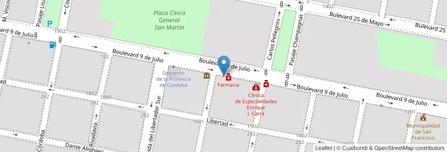 Mapa de ubicacion de Wöllen en الأرجنتين, Córdoba, Departamento San Justo, Pedanía Juárez Celman, Municipio De San Francisco, San Francisco.