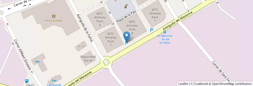 Mapa de ubicacion de WTC 6+7+8 en Espanha, Catalunha, Barcelona, Baix Llobregat, Cornellà De Llobregat.