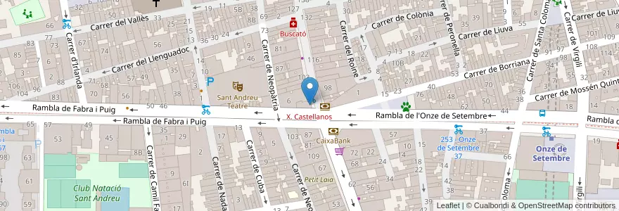 Mapa de ubicacion de X. Castellanos en Espanha, Catalunha, Barcelona, Barcelonès, Barcelona.