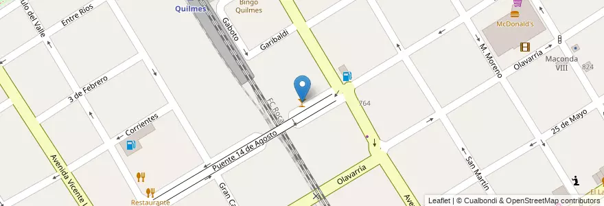Mapa de ubicacion de Xantino Bar en アルゼンチン, ブエノスアイレス州, Partido De Quilmes, Quilmes.