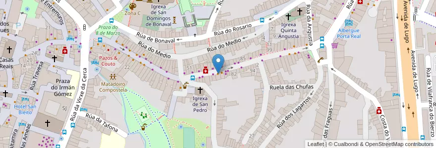 Mapa de ubicacion de Xearte Brigitte en Spain, Galicia, A Coruña, Santiago, Santiago De Compostela.