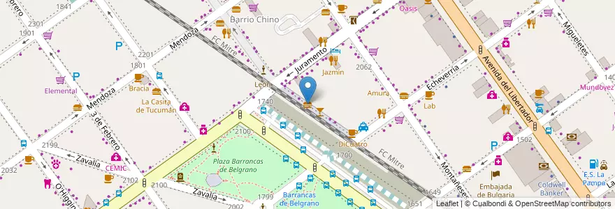 Mapa de ubicacion de Xin Le Yuan Mei Shi, Belgrano en 阿根廷, Ciudad Autónoma De Buenos Aires, 布宜诺斯艾利斯, Comuna 13.