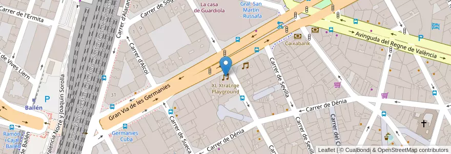 Mapa de ubicacion de XL XtraLrge Playground en スペイン, バレンシア州, València / Valencia, Comarca De València, València.