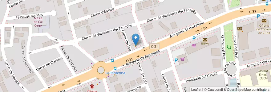 Mapa de ubicacion de Y la pizza Pa Cuando en Spanje, Catalonië, Tarragona, Baix Penedès, Cunit.