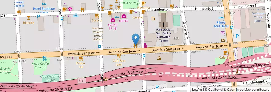 Mapa de ubicacion de Y la Vaca Chocha, San Telmo en 阿根廷, Ciudad Autónoma De Buenos Aires, Comuna 1, 布宜诺斯艾利斯.