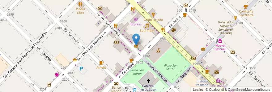 Mapa de ubicacion de Ya! Empanadas en アルゼンチン, ブエノスアイレス州, Partido De General San Martín, General San Martín, Villa Lynch.