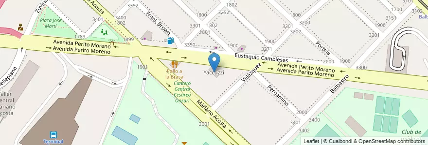 Mapa de ubicacion de Yaccuzzi, Flores en آرژانتین, Ciudad Autónoma De Buenos Aires, Comuna 7, Buenos Aires.