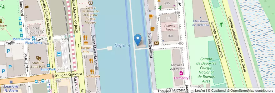 Mapa de ubicacion de Yacht Club Puerto Madero, Puerto Madero en Arjantin, Ciudad Autónoma De Buenos Aires, Comuna 1, Buenos Aires.