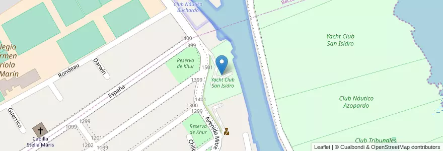 Mapa de ubicacion de Yacht Club San Isidro en Arjantin, Buenos Aires, Partido De San Isidro, San Isidro.