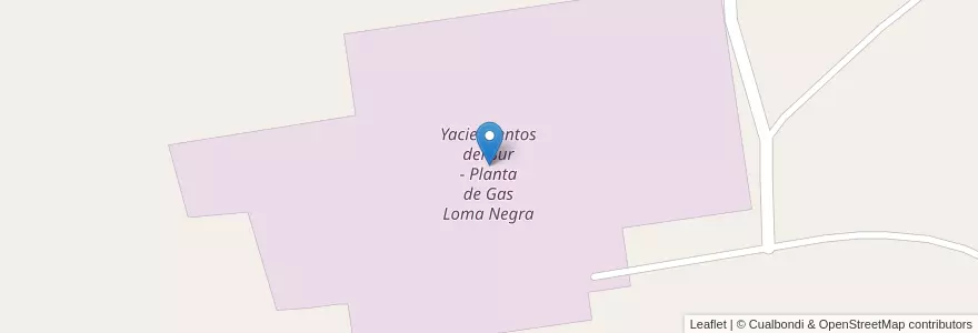 Mapa de ubicacion de Yaciemientos del Sur - Planta de Gas Loma Negra en Argentina, Chile, Neuquén Province, Departamento Confluencia, Municipio De Cutral Có.