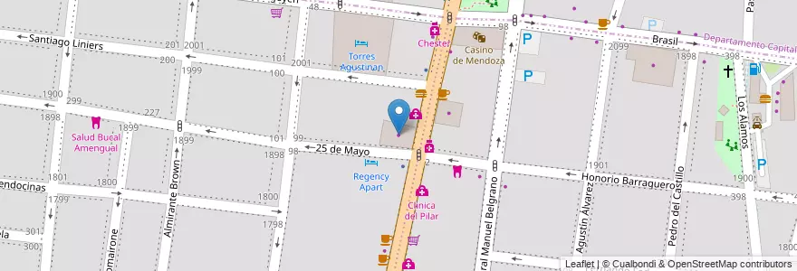 Mapa de ubicacion de Yacopini (Toyota) en 아르헨티나, 칠레, Mendoza, Godoy Cruz, Departamento Godoy Cruz, Distrito Ciudad De Godoy Cruz.