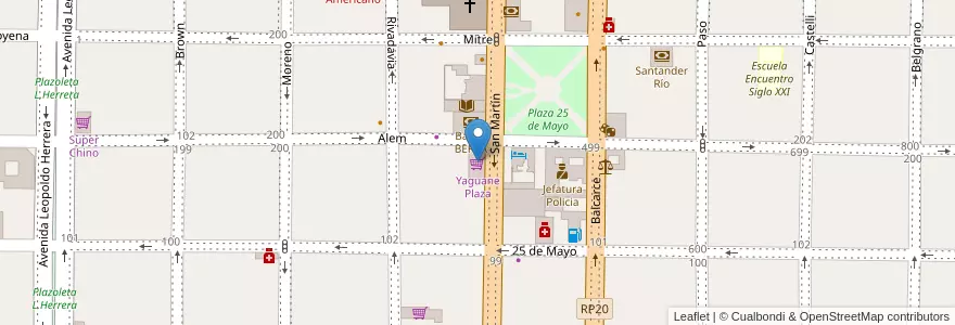 Mapa de ubicacion de Yaguane Plaza en Argentinië, Entre Ríos, Departamento Villaguay, Distrito Lucas Al Sud, Villaguay.