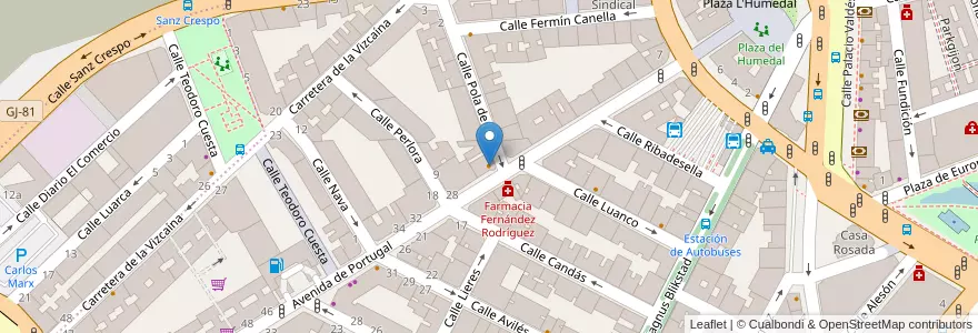Mapa de ubicacion de Yani's Café en Spagna, Asturie, Asturie, Gijón/Xixón.