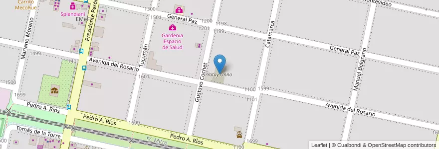 Mapa de ubicacion de Yatay Unno en Arjantin, Santa Fe, Departamento Rosario, Municipio De Funes, Funes.