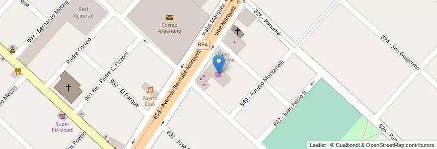 Mapa de ubicacion de Yiko Supermercados en Argentina, Buenos Aires, Partido De Tres De Febrero.