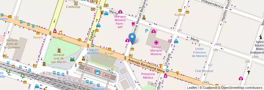 Mapa de ubicacion de Ymajine Belleza y Peluquería en Аргентина, Буэнос-Айрес, Partido De Moreno, Moreno.