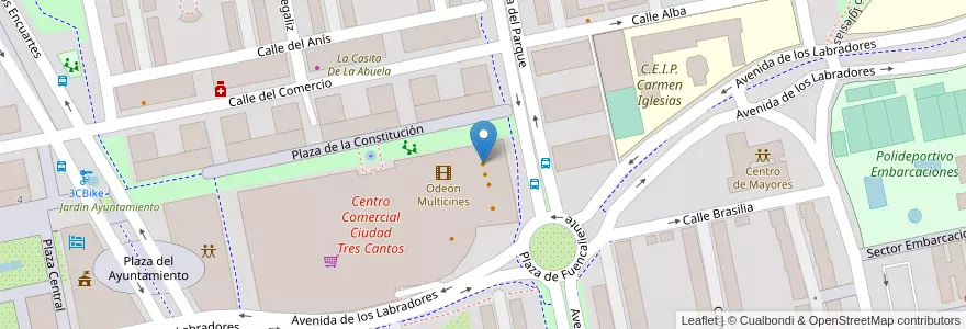 Mapa de ubicacion de Yoku Taberu en إسبانيا, منطقة مدريد, منطقة مدريد, Área Metropolitana De Madrid Y Corredor Del Henares, Tres Cantos.