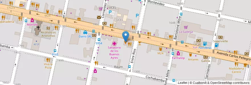 Mapa de ubicacion de Yomo Helados en Argentinien, Santa Fe, Departamento Rosario, Municipio De Rosario, Rosario.