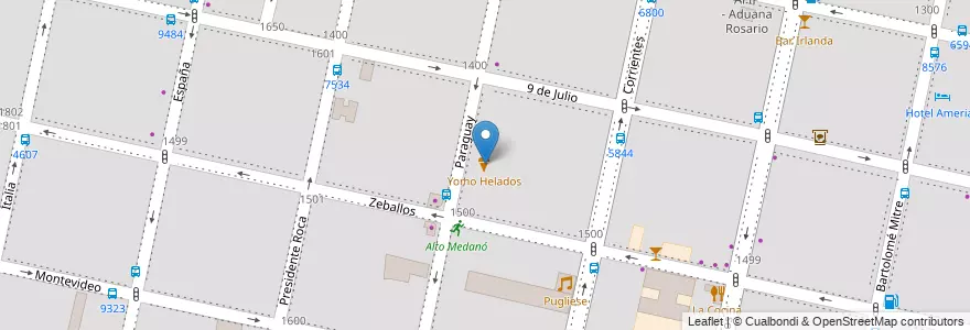 Mapa de ubicacion de Yomo Helados en Argentinië, Santa Fe, Departamento Rosario, Municipio De Rosario, Rosario.