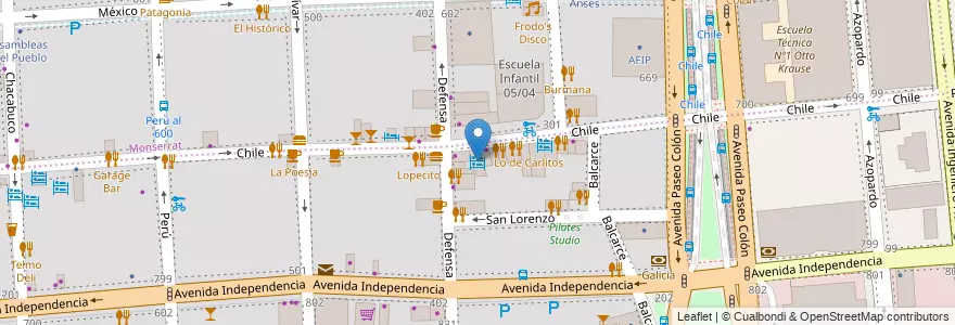 Mapa de ubicacion de Youth Hostel, San Telmo en آرژانتین, Ciudad Autónoma De Buenos Aires, Comuna 1, Buenos Aires.