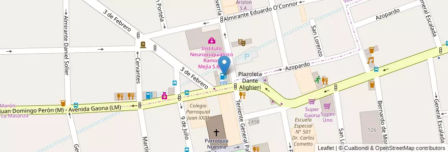 Mapa de ubicacion de YPF en Аргентина, Буэнос-Айрес, Partido De La Matanza, Ramos Mejía, Villa Sarmiento.