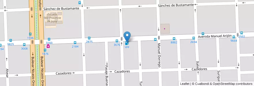 Mapa de ubicacion de YPF en الأرجنتين, سانتا في, Departamento Rosario, Municipio De Rosario, روساريو.