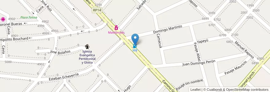 Mapa de ubicacion de YPF en Argentinië, Buenos Aires, Partido De Avellaneda, Wilde.